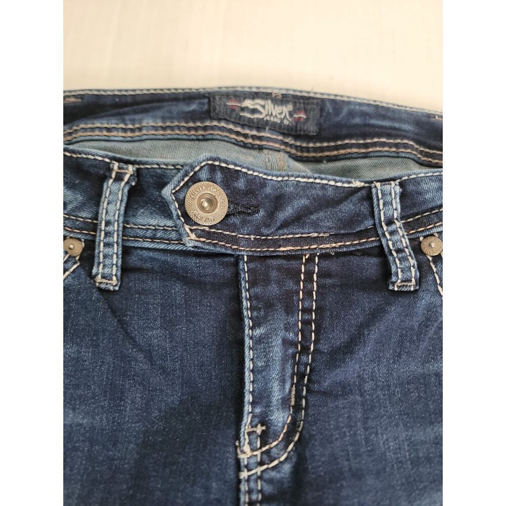 Silver Jeans Low Rise Tuesday Boot Cut SZ 30 Stretch Western Rodeo Dark Wash - Picture 4 of 10